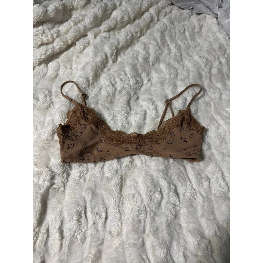 Skims Fits Everybody Lace Scoop Bralette Onyx And Hearts - Picture 2 of 4